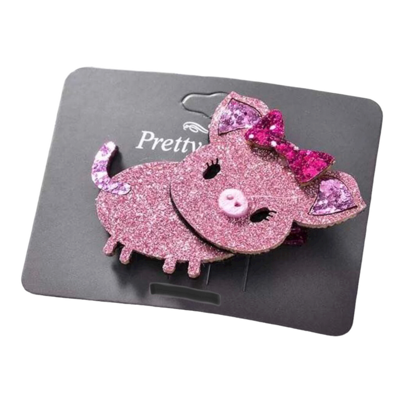 Pig Glitter Felt Hair Clip