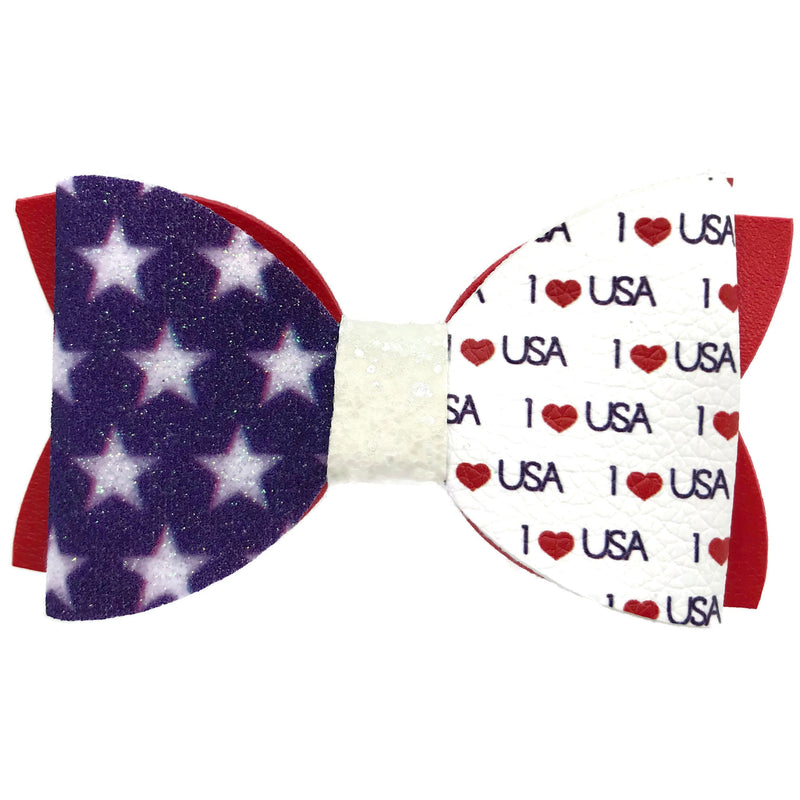 I Love USA Hair Clip Bow